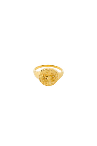 front-image-of-spell-s-cancer-stargazer-zodiac-ring-the-hand-crafted-ring-comes-in-22k-gold-vermeil-and-features-an-embossed-artwork-of-the-zodiac-sign