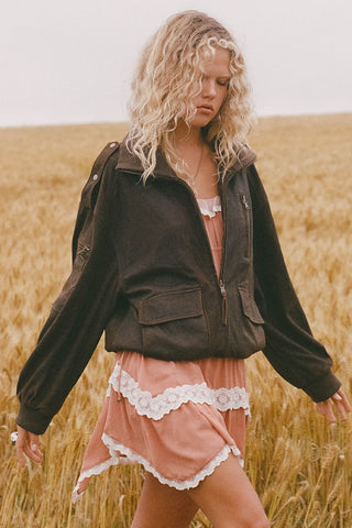 Fontaine Leather Bomber Jacket