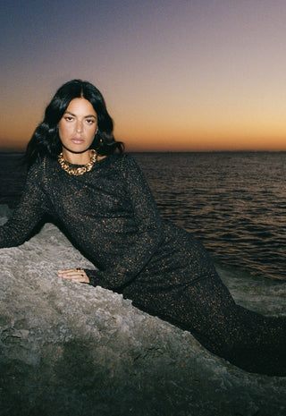 The Moss Knit Backless Maxi Dress